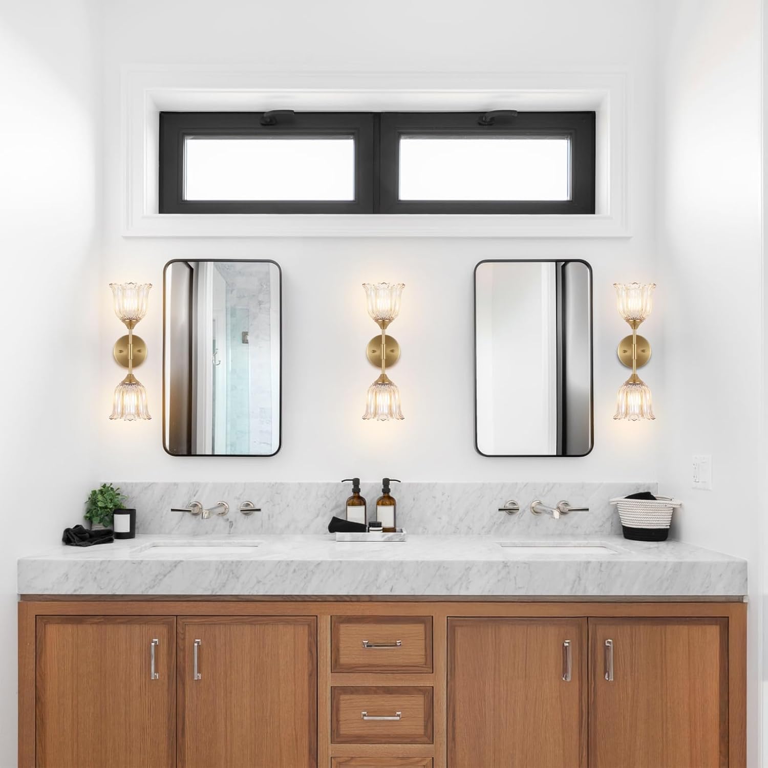 2-lights vanity light gold bedroom light glass, metal wall light