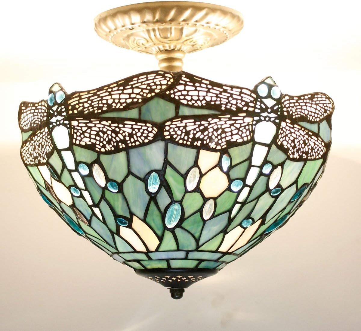 12 inch ceiling light sea blue mount lamp glass,iron bedroom light