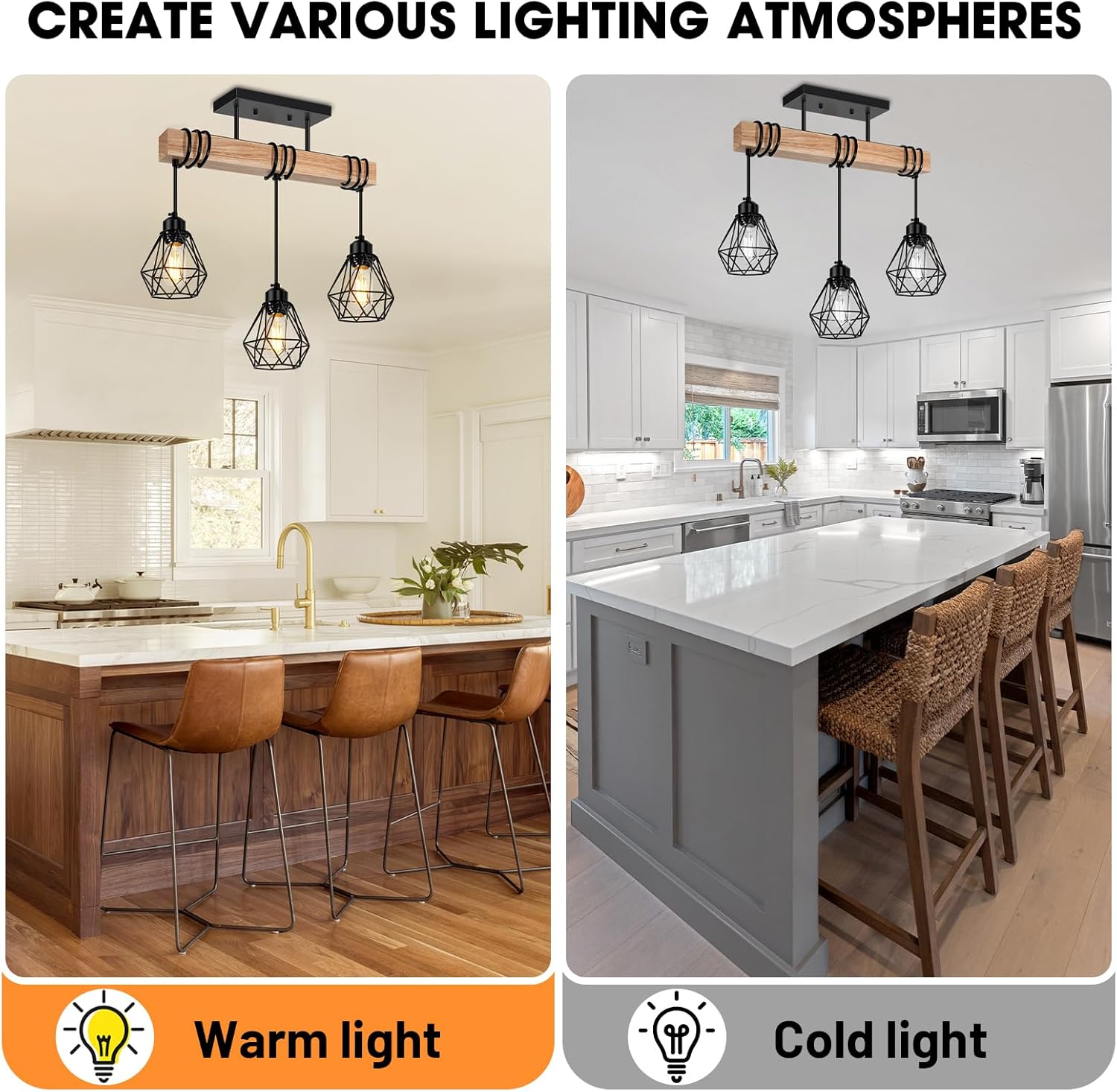 3-lights hallway light black pendant light wood, metal kitchen light