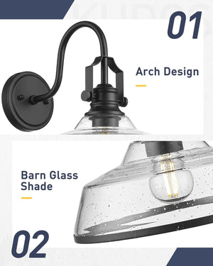 1 pack garage light black porch light glass, metal wall light
