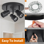 3-light track light black spotlight aluminum ceiling light