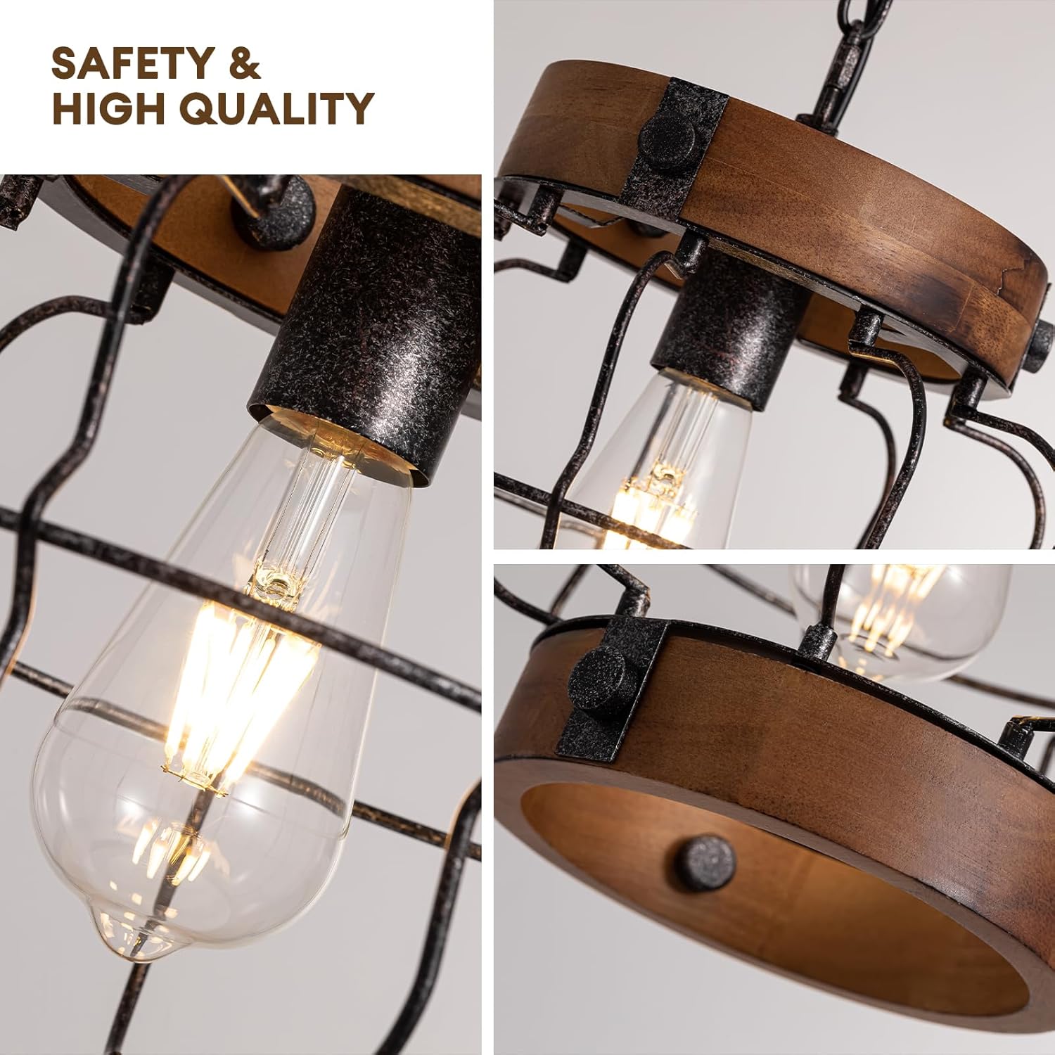 Farmhouse hallway light brown pendant light wood metal kitchen light