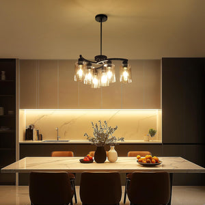 6 Light modern pendant light black farmhouse light metal hanging light