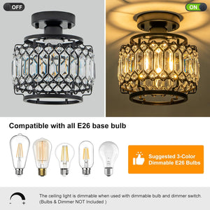 Led chandelier light black+clear entryway light glass, metal ceiling light