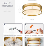 12 inch modern ceiling light fixture glass round ceiling lamp with gold finish