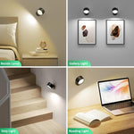 2 pcs battery operated light black rotation light plastic, metal wall light