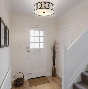 2-light ceiling light bronze stairwell light metal flush mount light