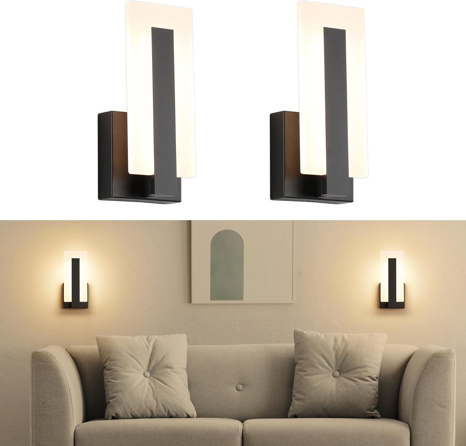 Led  2 pack wall light black hallways light metal bedrooms light