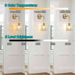 Set of 2 bedroom light transparent wall light metal bedside light
