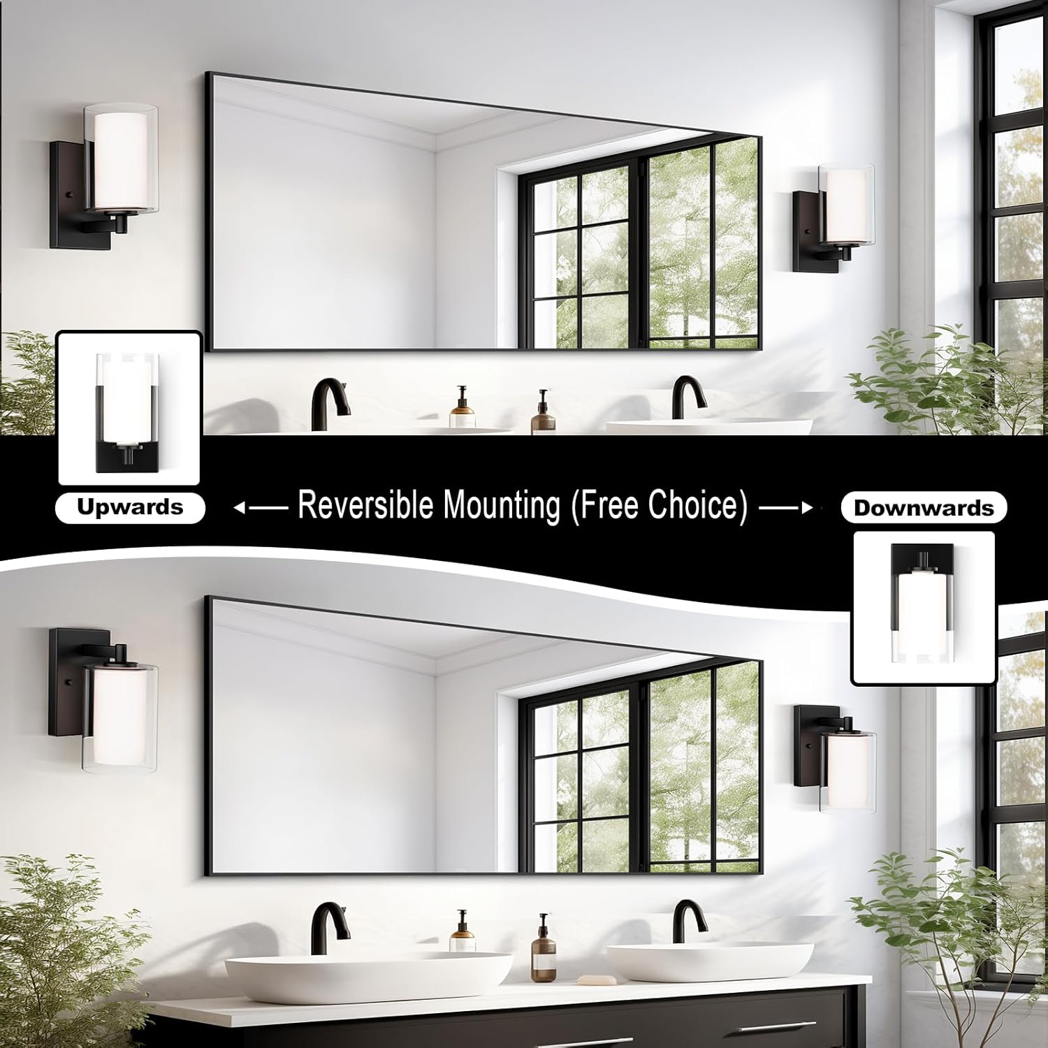2 modern wall light black vanity lights glass bathroom light