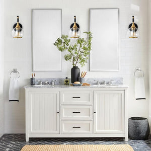 1-light wall light clear fixture light glass, metal vanity light