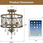 3-light entryway light bronze pendant ceiling lamp metal crystal chandelier light