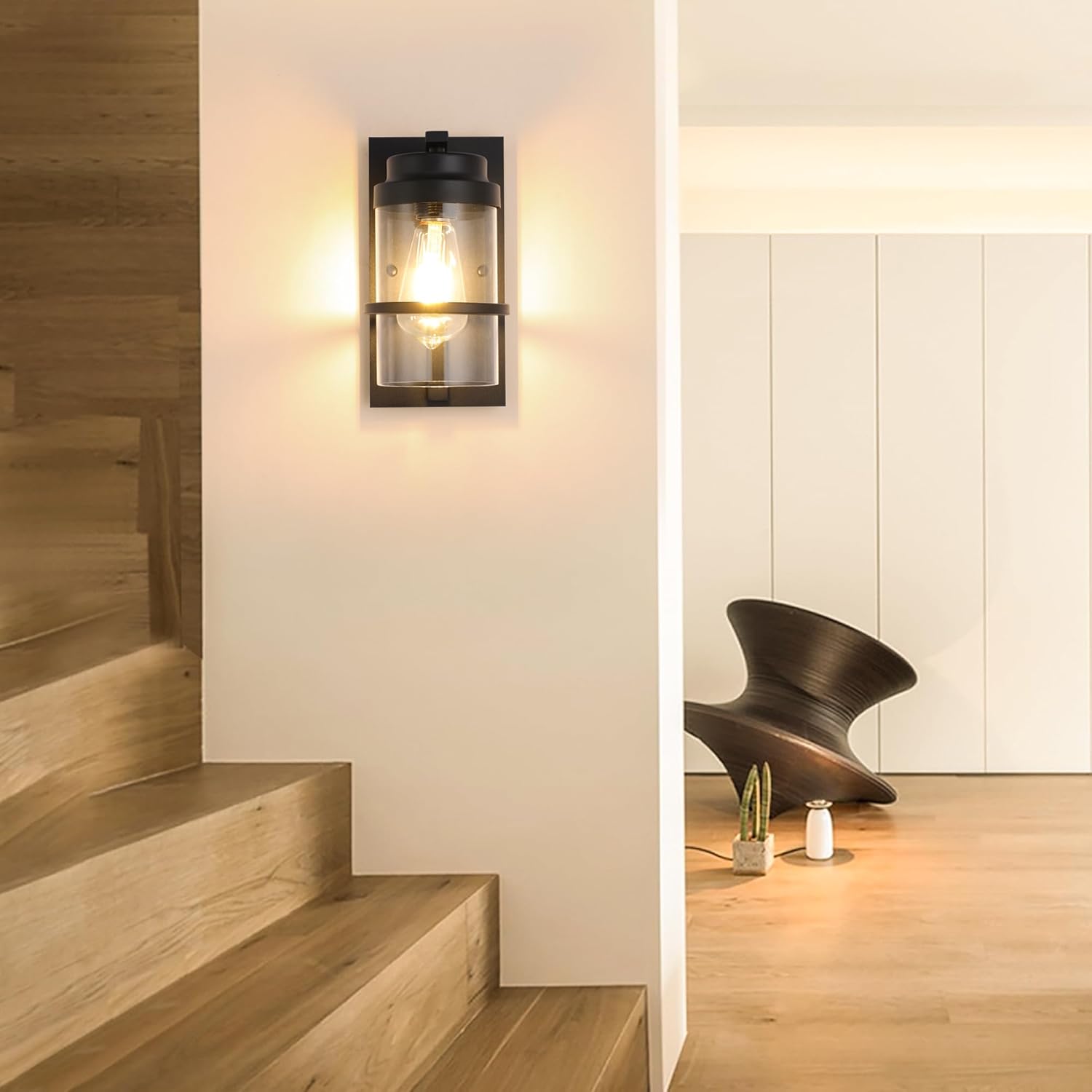1-light vanity light sandy black wall light glass, iron bedroom light