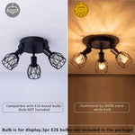 3 light industrial semi flush mount ceiling light wire cage ceiling lamp