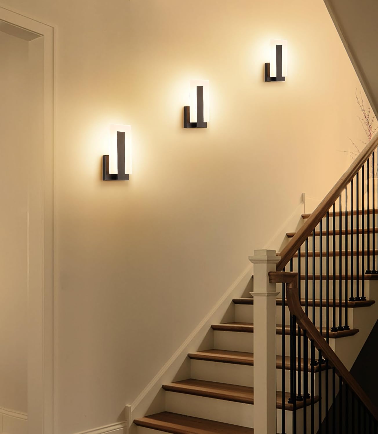 Led  2 pack wall light black hallways light metal bedrooms light