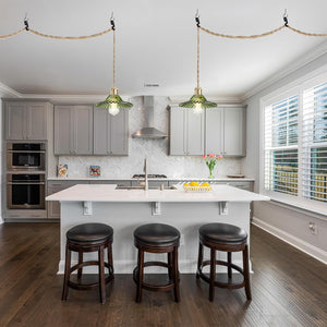 14.76ft long cord dinning room light green plug-in light glass pendant light