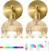 Set of 2 mounted light gold wall light brass,glass powered light