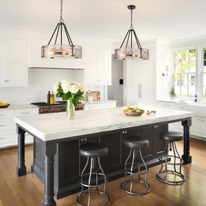 20.7 inch modern pendant light matte black dining room light glass, metal entryway light