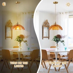 Adjustable hanging light amber pendant light brass, glass kitchen light