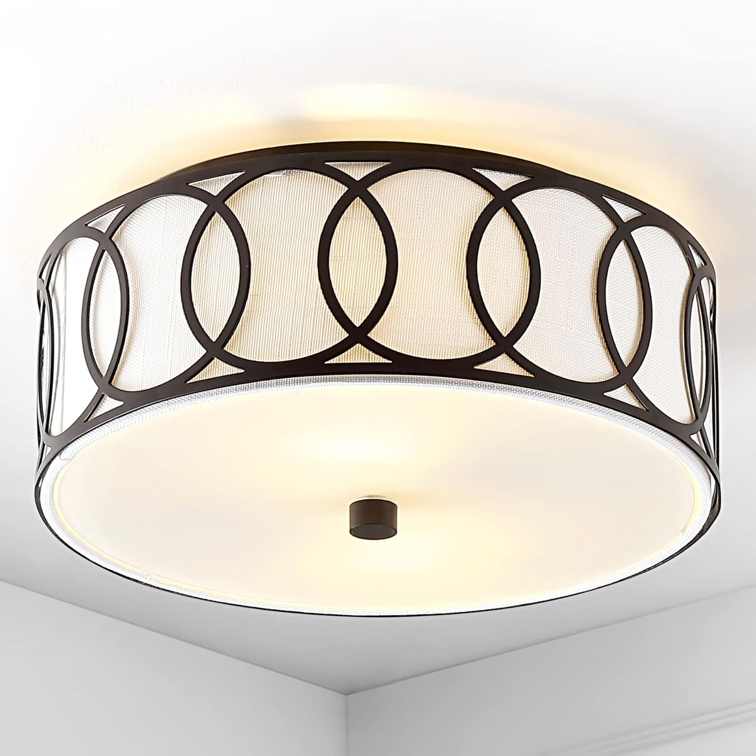 2-light ceiling light bronze stairwell light metal flush mount light