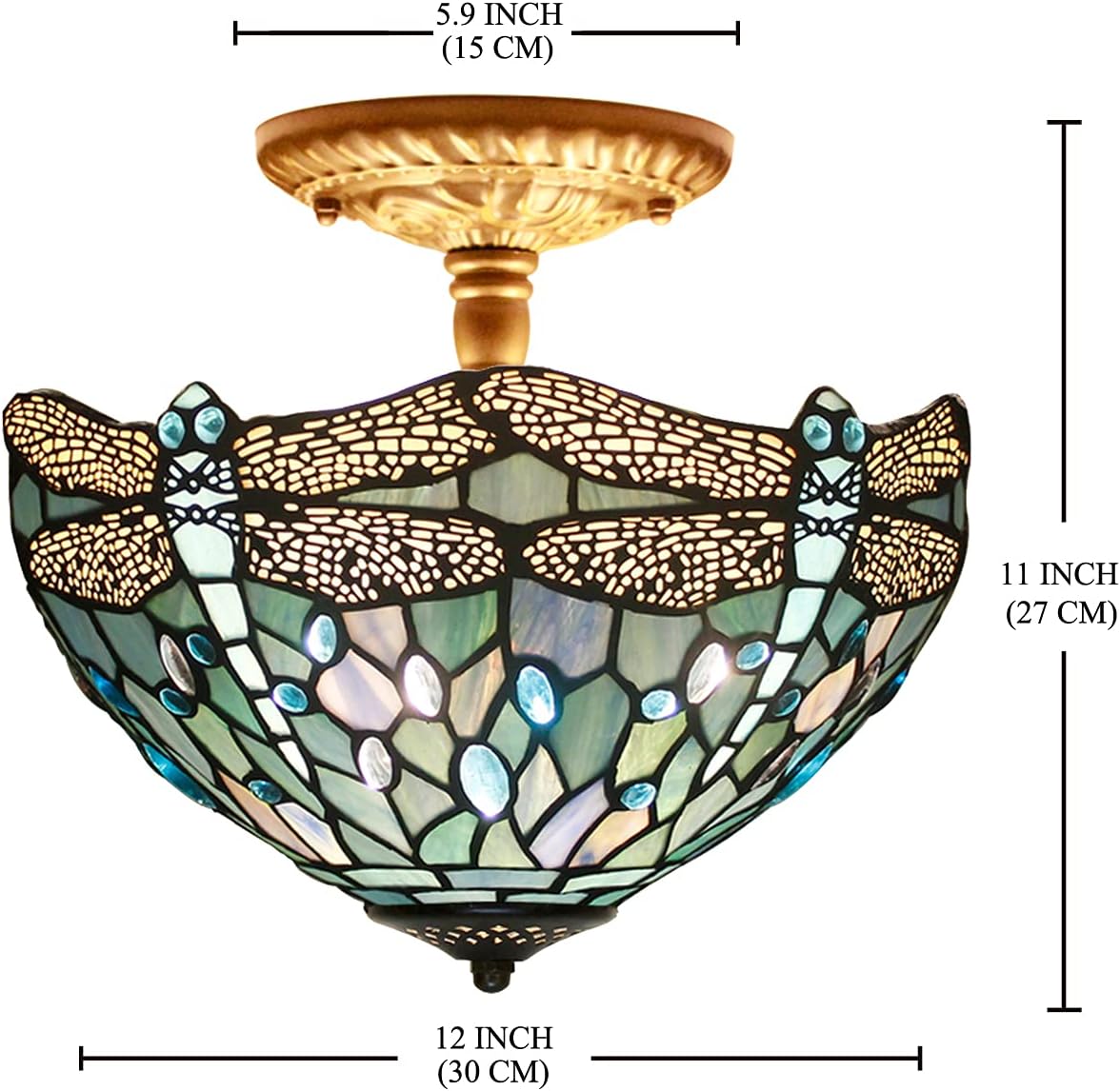12 inch ceiling light sea blue mount lamp glass,iron bedroom light
