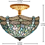 12 inch ceiling light sea blue mount lamp glass,iron bedroom light