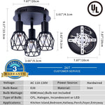 3 light industrial semi flush mount ceiling light wire cage ceiling lamp