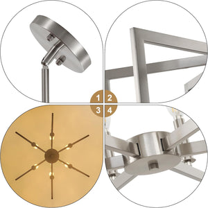 6-light modern hanging light brushed nickel entryway light metal pendant lights