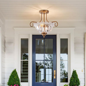 2-bulb flush mount light brass ceiling light glass, metal kitchen light