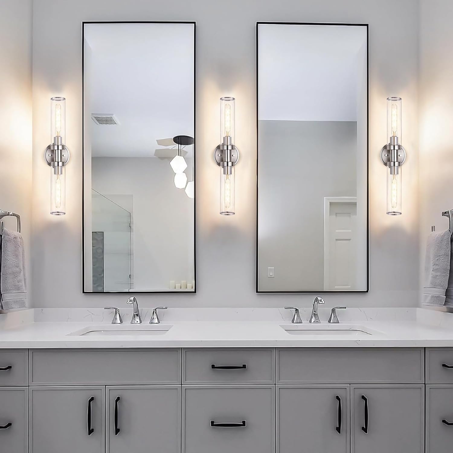 2 light vanity light nickel hallway light glass, metal wall light