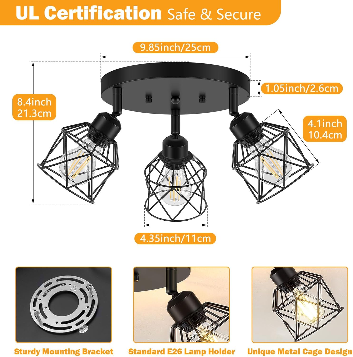 3-light kitchen light black ceiling light metal hallway light
