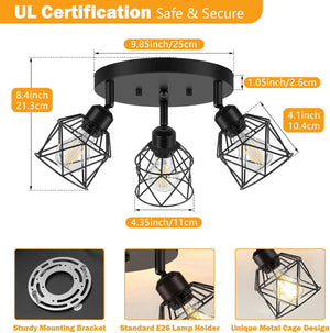 3-light kitchen light black ceiling light metal hallway light