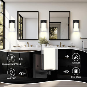 2 modern wall light black vanity lights glass bathroom light