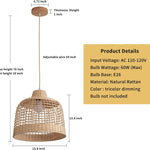 Farmhouse bedroom light beige pendant lights ‎rattan,metal chandelier light