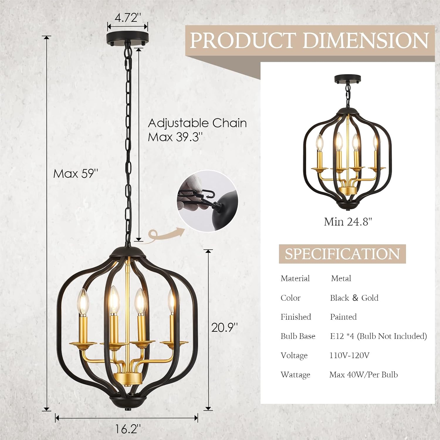 4-light pendant light black and gold kitchen island light metal hanging light