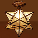 Moravian star ceiling light fixture industrial semi flush mount ceiling lamp with Tiffany glass