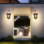 Led 2 pack wall light bronze solar powered light glass, metal garden light