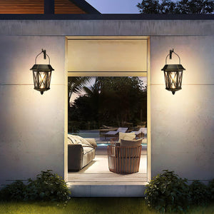 Led 2 pack wall light bronze solar powered light glass, metal garden light