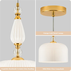 Adjustable pendant lights milk white kitchen island lights metal/glass/ceramics hanging lamp
