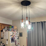 3 light kitchen light black bedroom light metal,wood and glass pendant light