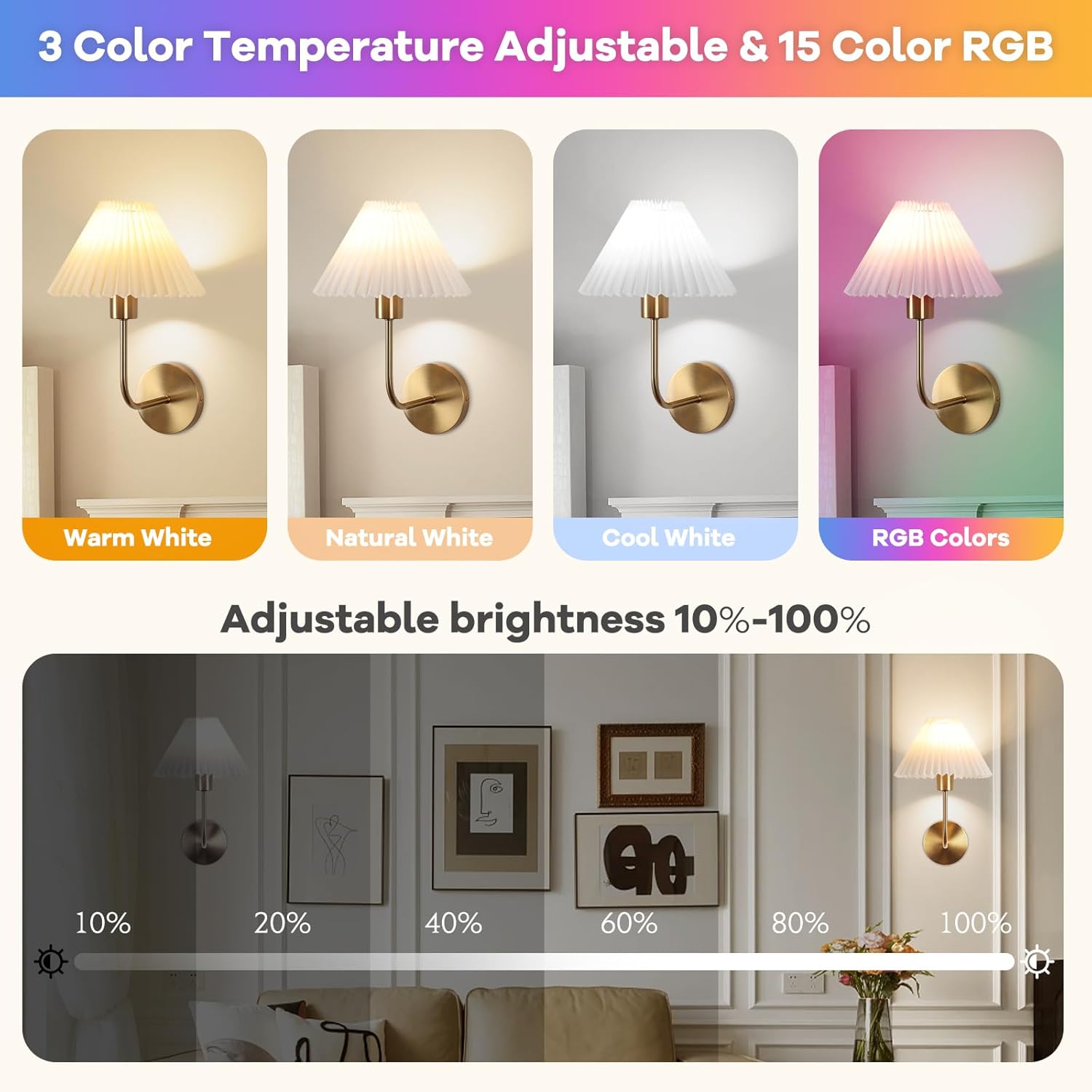 Sets of 2 wall light gold vanity light metal, fabric, acrylic kitchen light