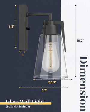 1-light vanity light black bathroom light glass, metal wall light