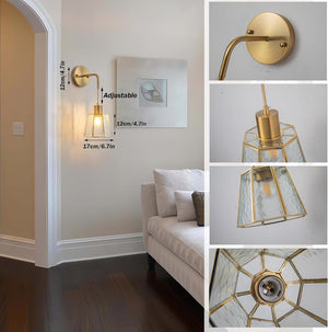 Set of 2 bedroom light transparent wall light metal bedside light