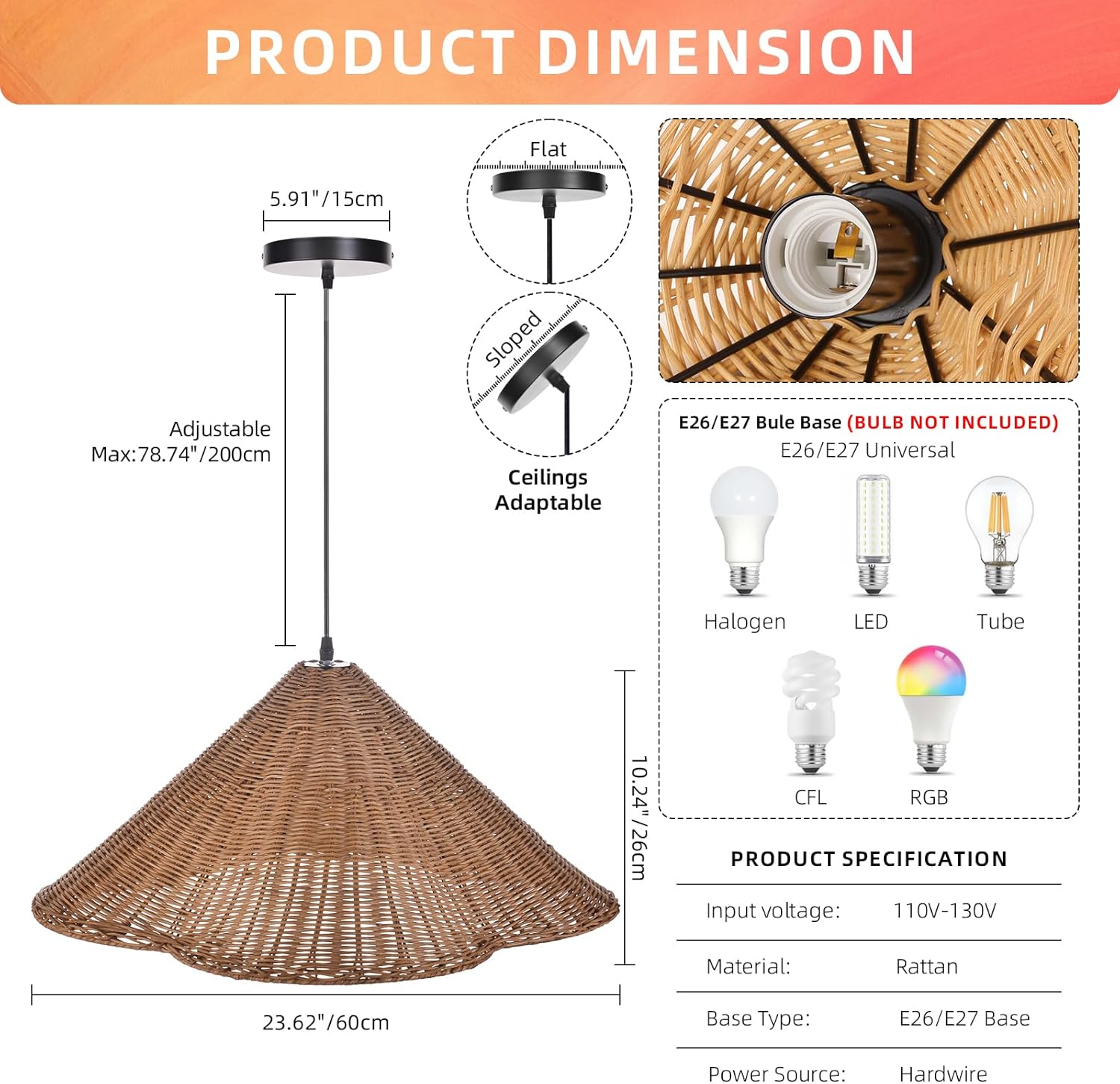 1 light pendant light coffee chandelier light rattan farmhouse light