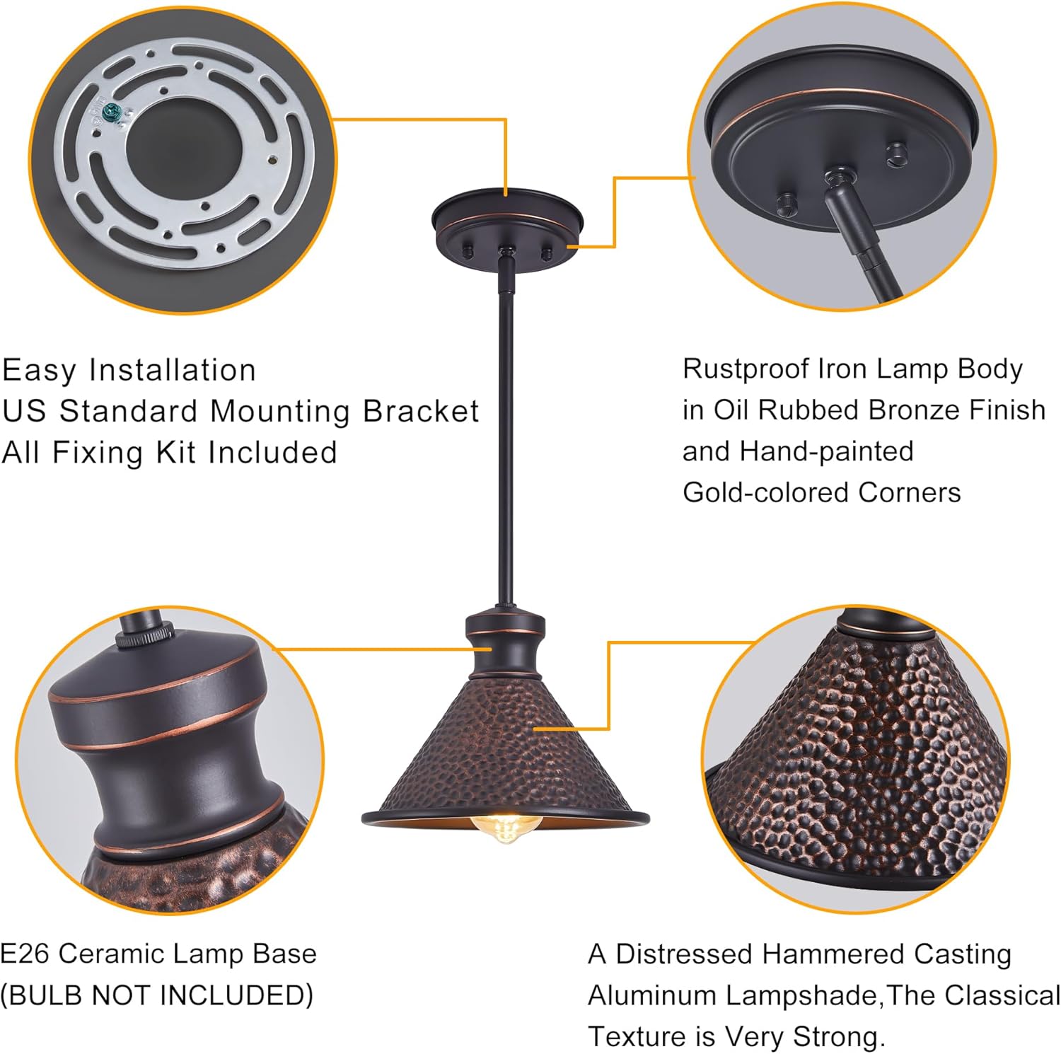 58”Hight adjustable hanging light aluminum metal kitchen light oil-rubbed bronze pendant light