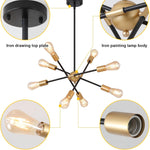 8 lights pendant light black and gold entryway light iron sputnik light