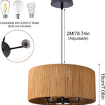 3-light chandelier light dark brown hanging lamp rattan kitchen light