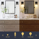 1-light vanity light black bathroom light glass, metal wall light