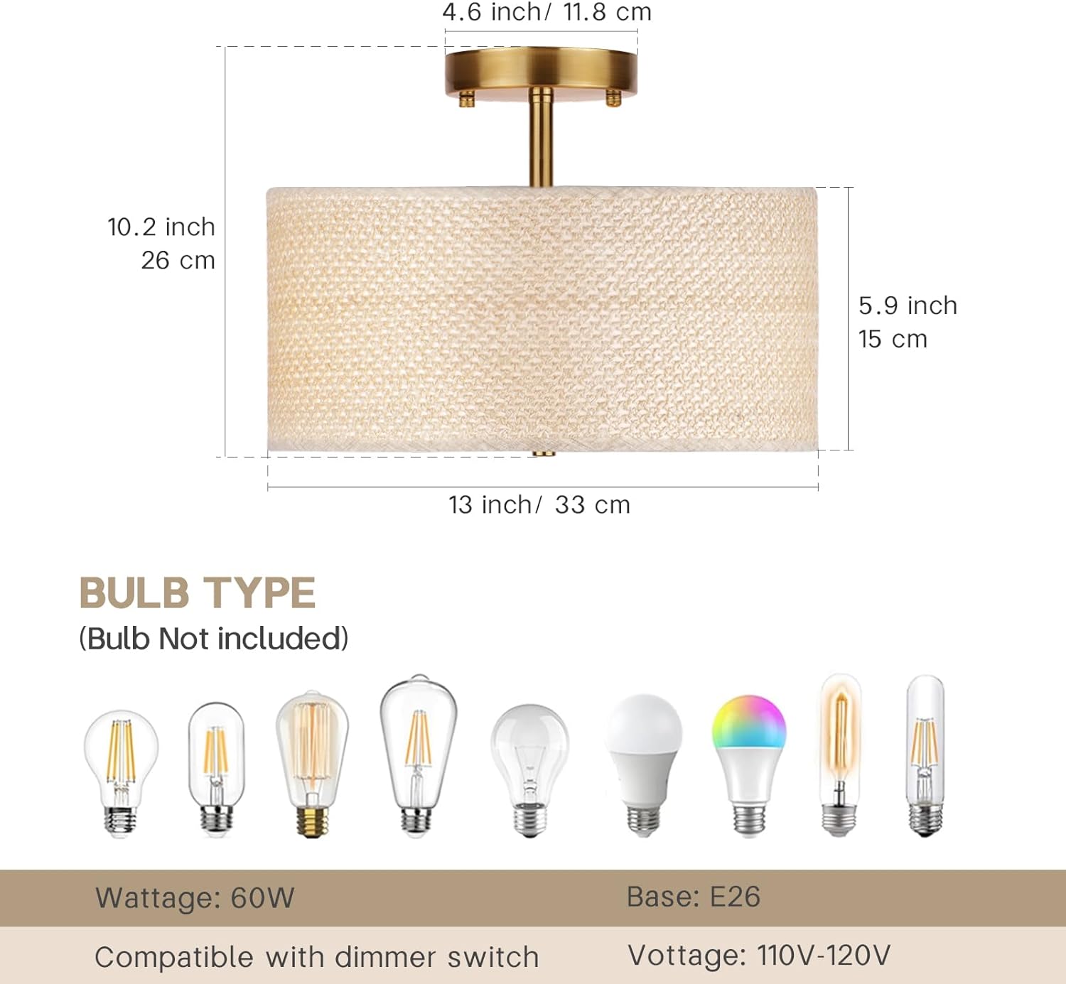 3-light ceiling light deep brown dining light linen bedroom light