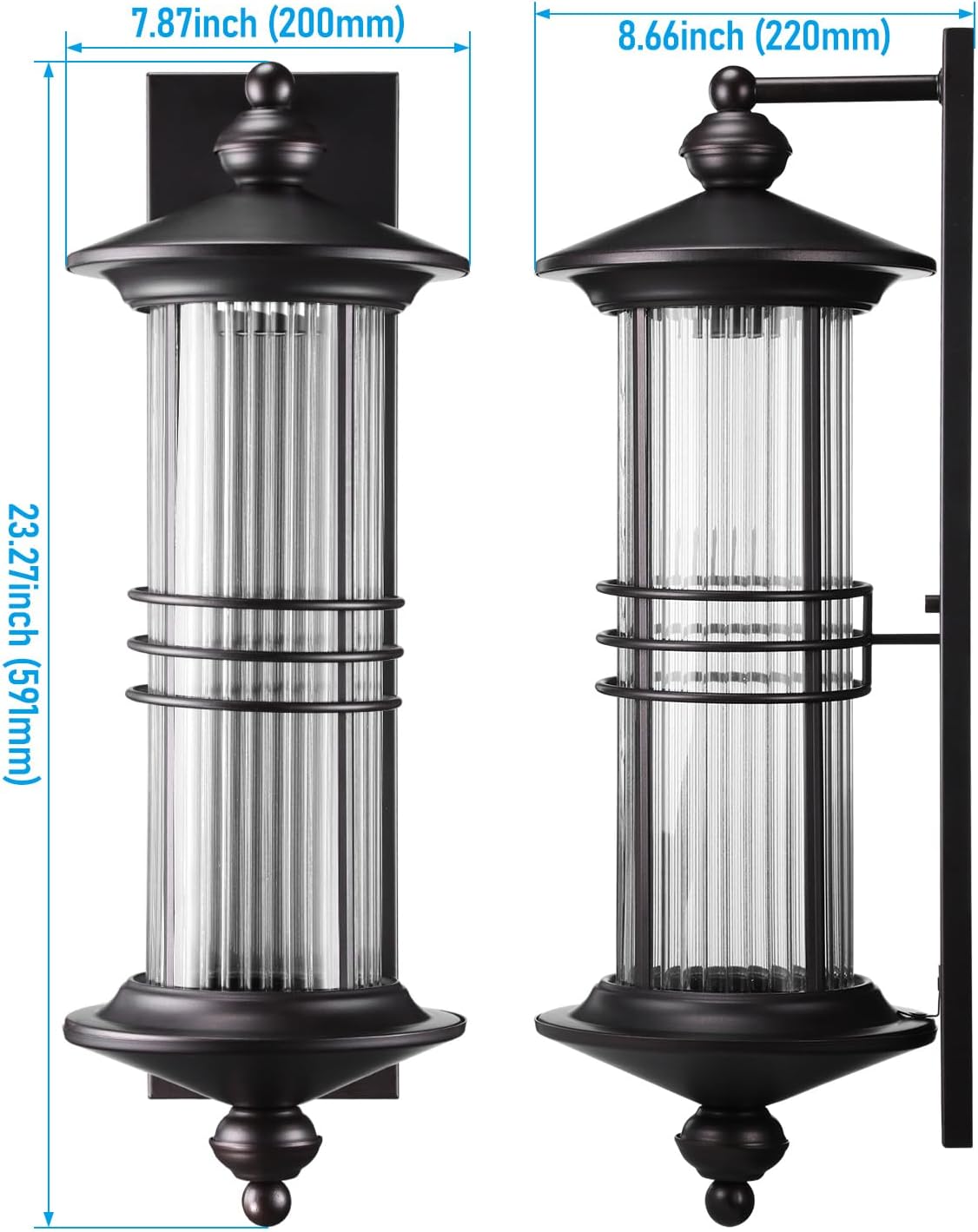 23inch wall lantern bronze porch ligh aluminum, glass, metal mount light